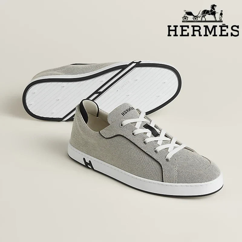 Herm¨¨s Grey Canvas Low Top Sneakers