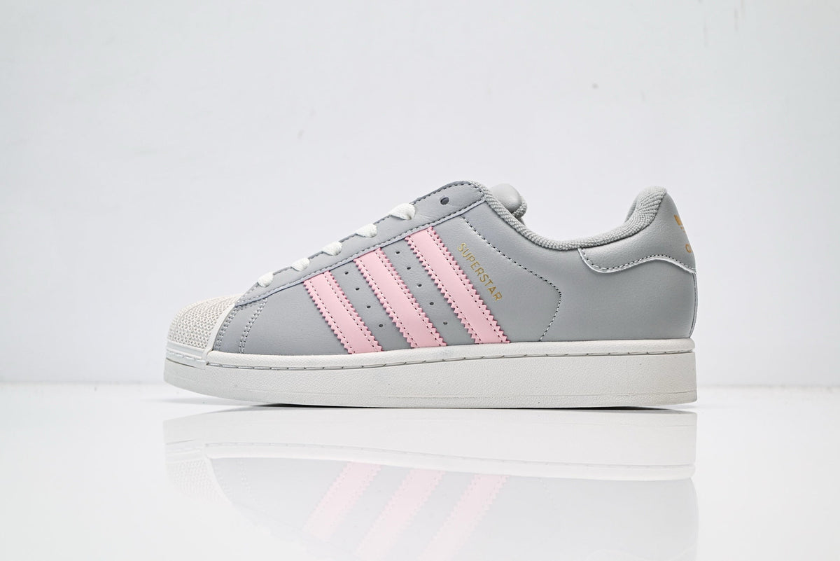 adidas Originals Superstar ¡ª Light Gray & Pink 3-Stripes | Off-White Shell Toe