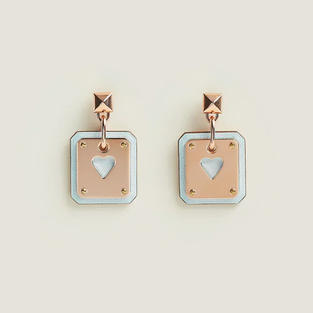 Hermes As De Celine White 18K Gold Earrings