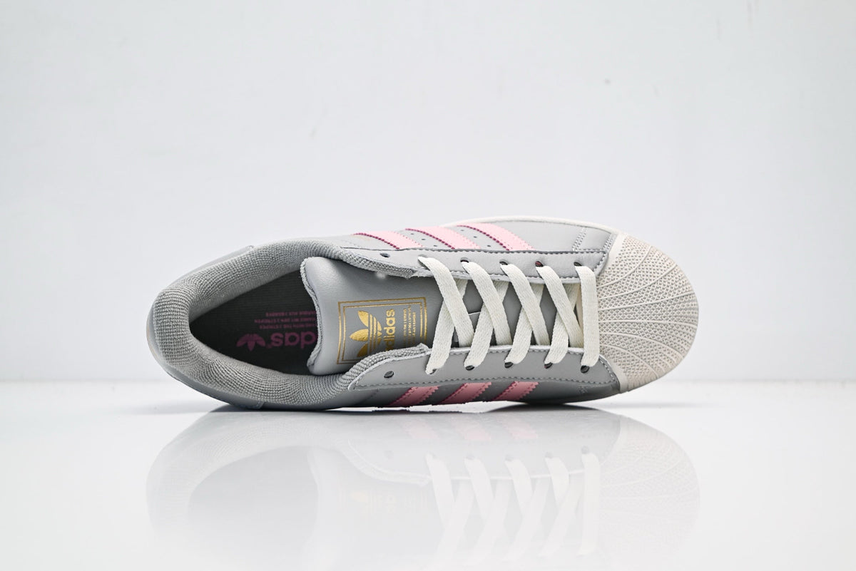 adidas Originals Superstar ¡ª Light Gray & Pink 3-Stripes | Off-White Shell Toe