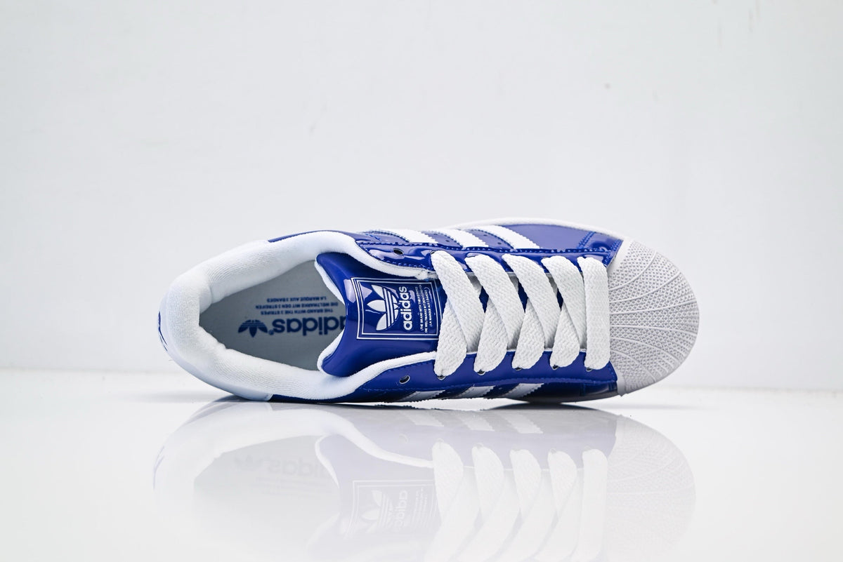 adidas Originals Superstar ¨C Glossy Royal Blue Patent with White 3-Stripes Shell Toe
