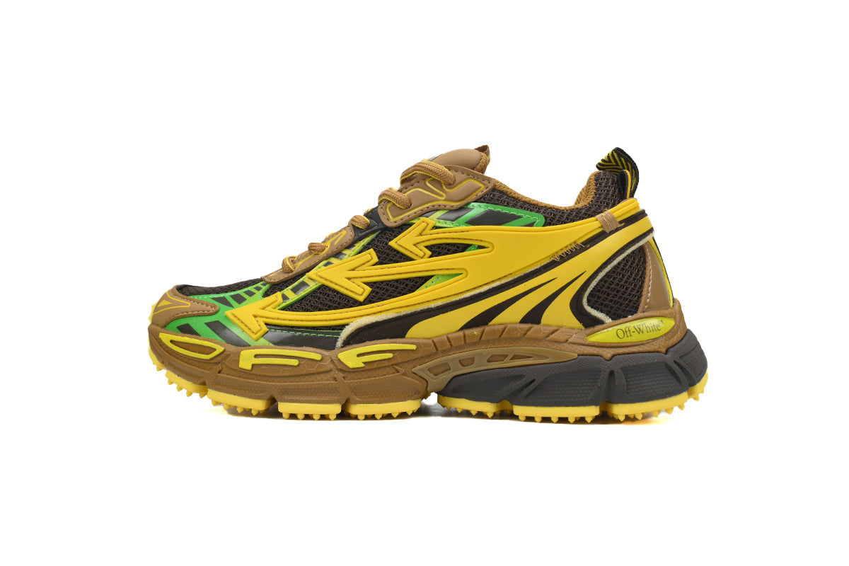 Off-White Be Right Back Women's Men's Shoes | Brown & Yellow Mesh Retro Sneakers