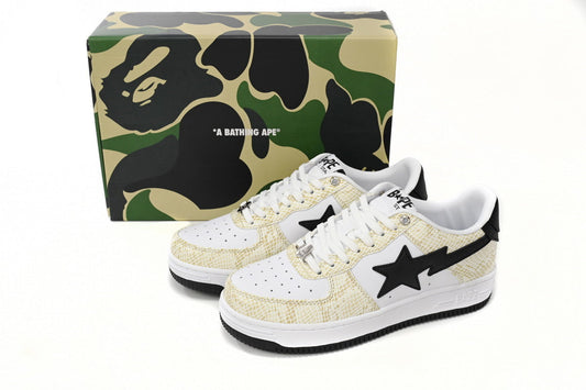 A BATHING APE BAPE STA Cream Snakeskin-Pattern Sneakers | Women's & Men's Skate-Inspired Shoes