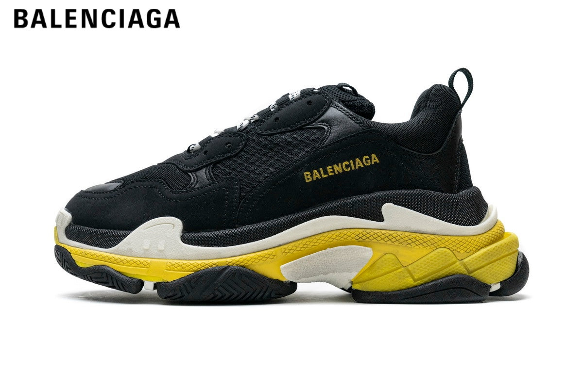 Balenciaga Triple S men's shoes  women sneakers¡ª Black / Yellow