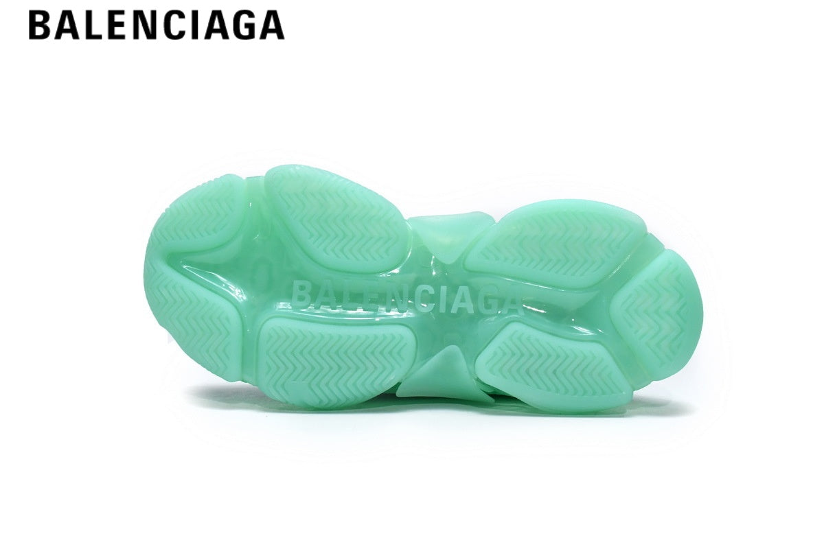 Balenciaga Triple S men's shoes  women sneakers¡ª Mint Green, Clear Sole