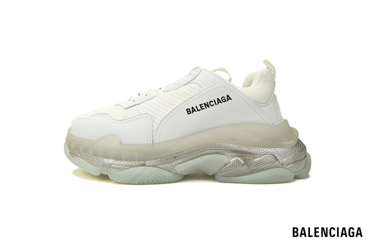 Balenciaga Triple S men's shoes  women sneakers ¨C White & Clear Sole