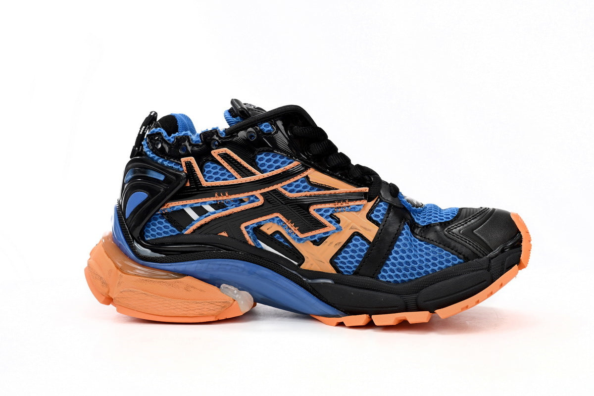 Balenciaga men's shoes Track Runner Sneaker ¨C Distressed Low-Top balenciaga runners Deep Blue-Orange