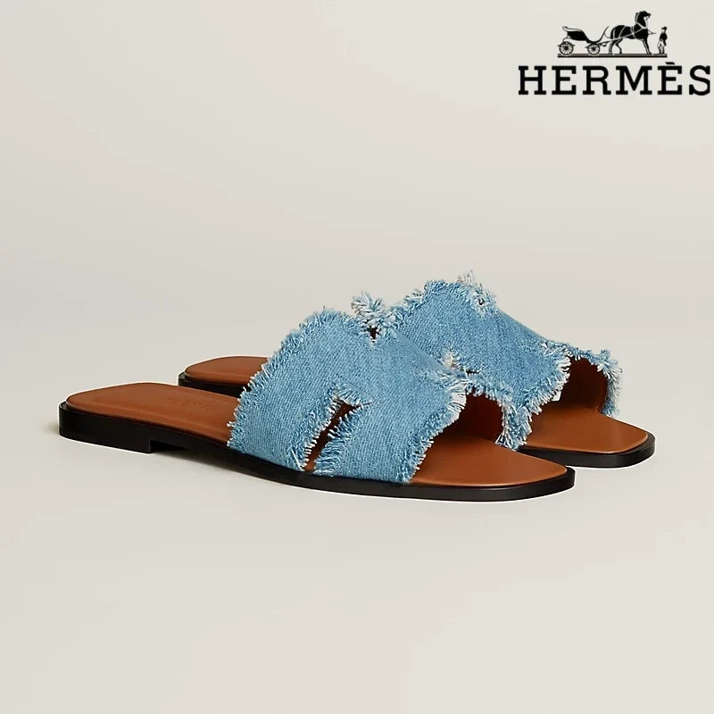 Herm¨¨s Heeled Slide Sandal Bronze Metallic Leather