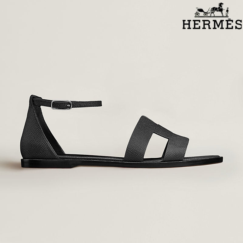 Herm¨¨s Santorini Black Flat Sandals
