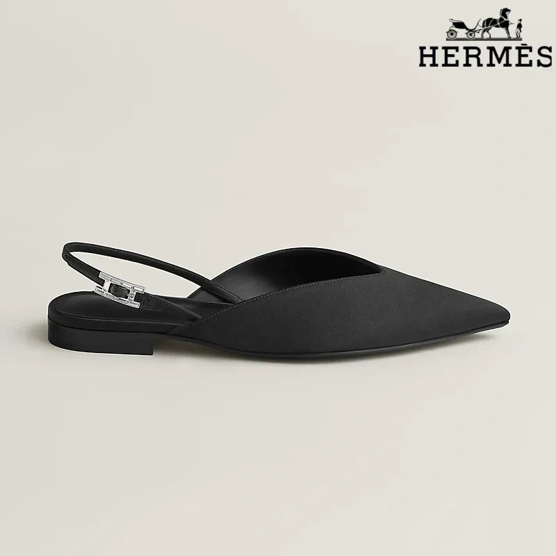 Herm¨¨s Black Leather Slingback Flats