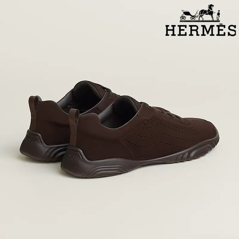 Herm¨¨s Dark Brown Perforated Sneakers