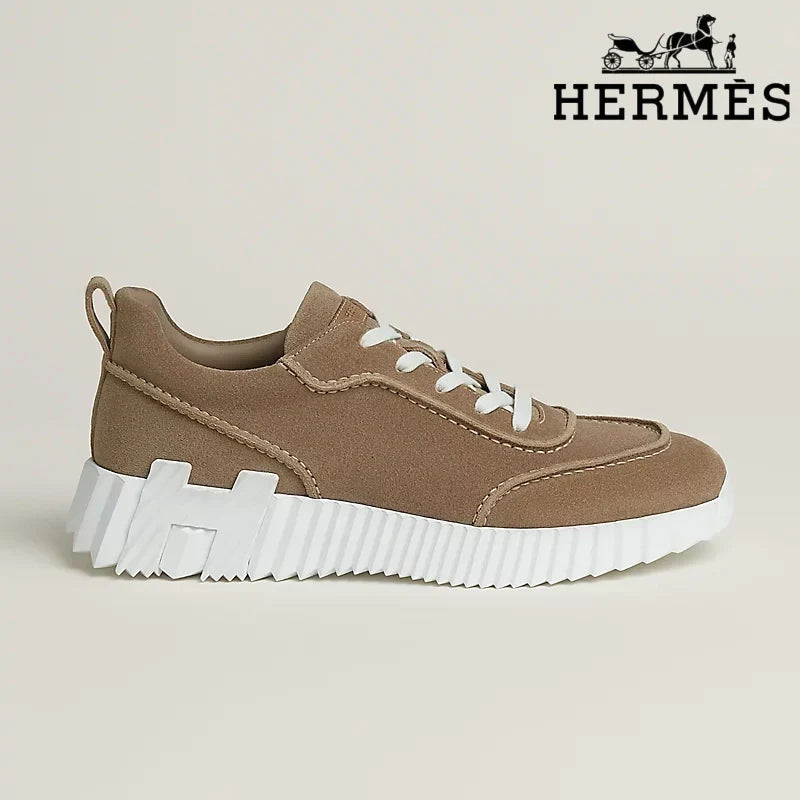 Herm¨¨s Brown Suede Ridged Sole Sneakers