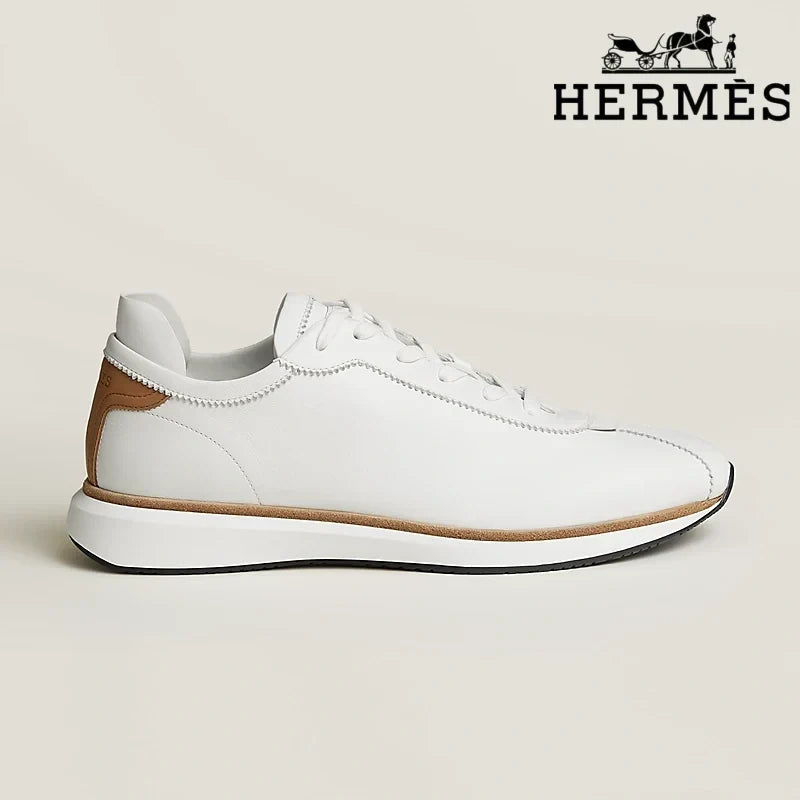 Herm¨¨s   womens shoes men sneaker White Leather Low Top Sneakers