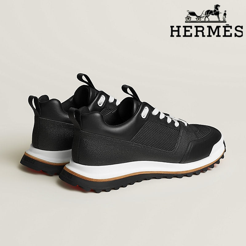 Herm¨¨s Black Leather Mesh Hiking Sneakers