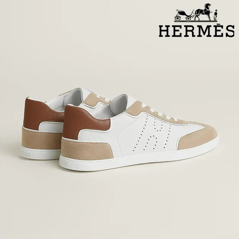 Herm¨¨s Boomerang White and Beige Sneaker
