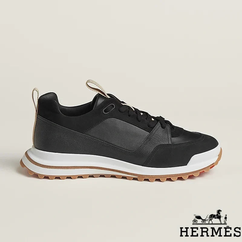 Herm¨¨s Black Mixed Material Hiking Sneakers