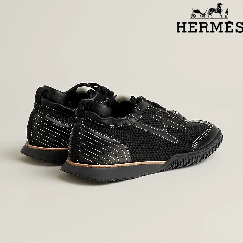 Herm¨¨s Black Mesh Bouncing Sneakers