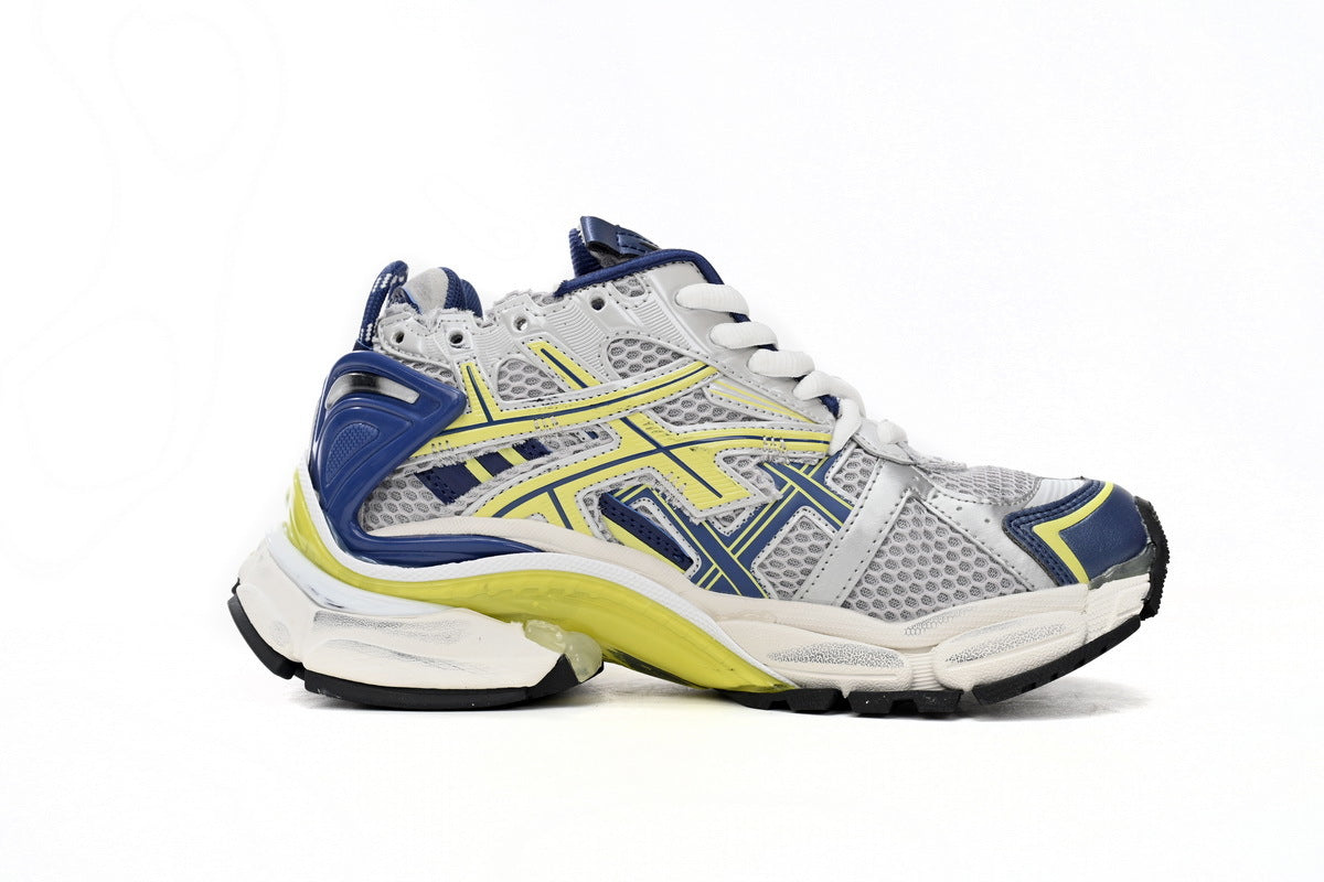Balenciaga  men's shoes Track Runner Sneaker ¨C Distressed Low-Top  balenciaga runners White and Blue
