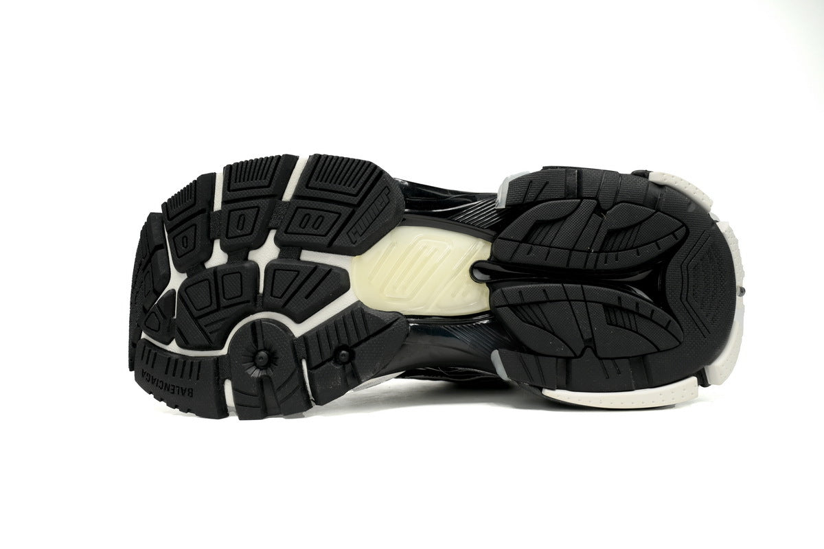Balenciaga men's shoes Track  ¨C Distressed Low-Top Runner Sneaker Black and White