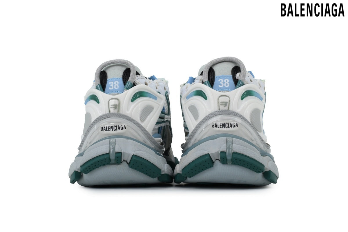 Balenciaga Runner men's shoes  women sneakers¨C White, Green & Blue (Premium)