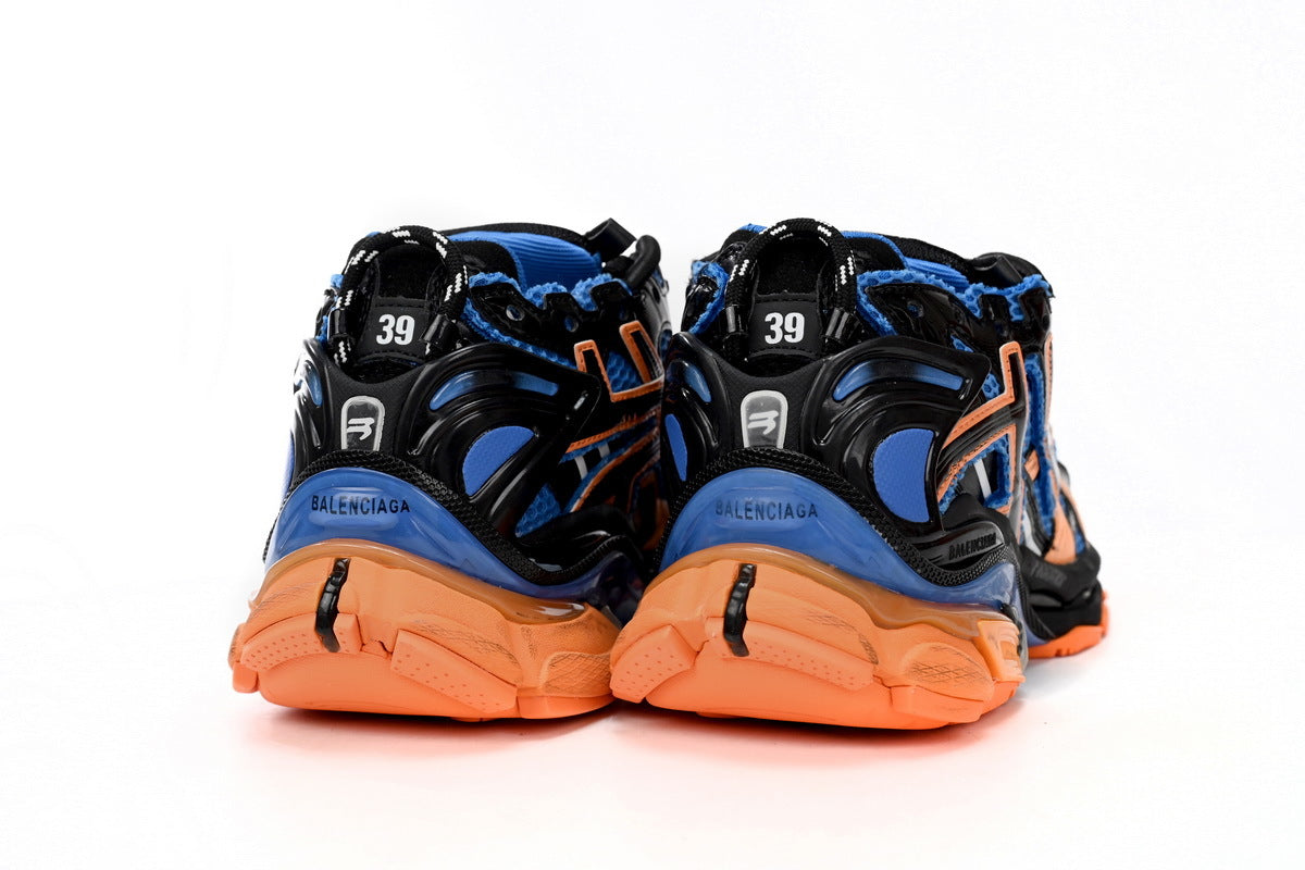 Balenciaga men's shoes Track Runner Sneaker ¨C Distressed Low-Top balenciaga runners Deep Blue-Orange