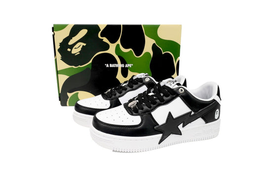 A BATHING APE BAPE STA Black & White Oversized-Star Sneakers | Women's & Men's Skate-Inspired Shoes