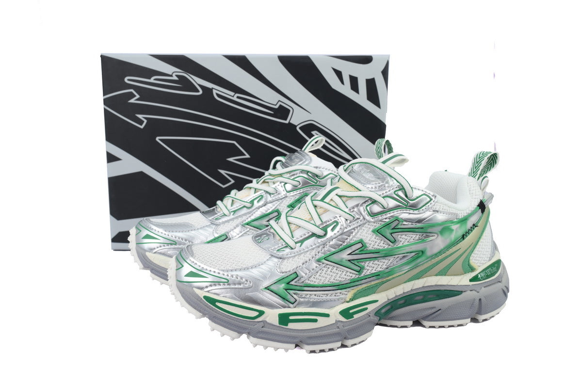 Off-White Be Right Back Women's Men's Shoes | White & Green Mesh Retro Sneakers