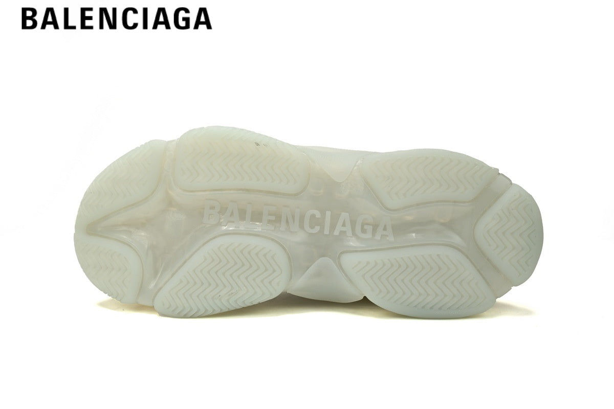 Balenciaga Triple S men's shoes  women sneakers ¡ª White, Clear Sole