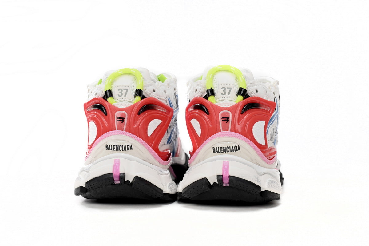 Balenciaga men's shoes Track  Runner Sneaker ¨C Distressed Low-Top White and Red