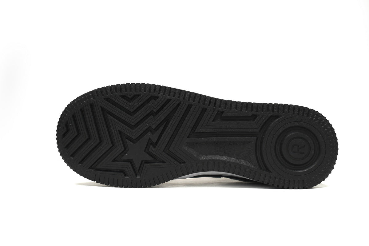 A BATHING APE BAPE STA Glossy Black & White Sneakers | Women's & Men's Skate-Inspired Shoes